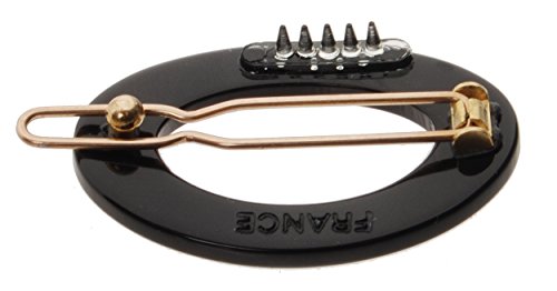 France Luxe New Cutout Oval Tige Boule Barrette - Black