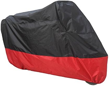 Motorcycle Motor Scooter Waterproof UV Dust Protector Rain Cover, 180T Oxford Fabric Outdoor Cover, Water Resistant Dustproof Ultra Violet Protective, by JFQ (XXL, Black+Red)