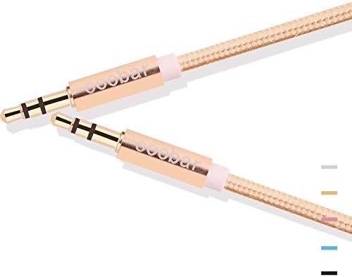 Coobar 3.3 Ft Nylon Audio Cable ,3.5mm Aux Cord , Auxiliary / Aux Cable for Car / home Stereo ,Beats Headphone,iphone,Computer,Speaker,MP3 Players (Gold)