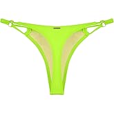 RELLECIGA Women’s Low Rise Sexy Thong Bikini Bottom Adjustable High Leg Swimsuit Bottoms