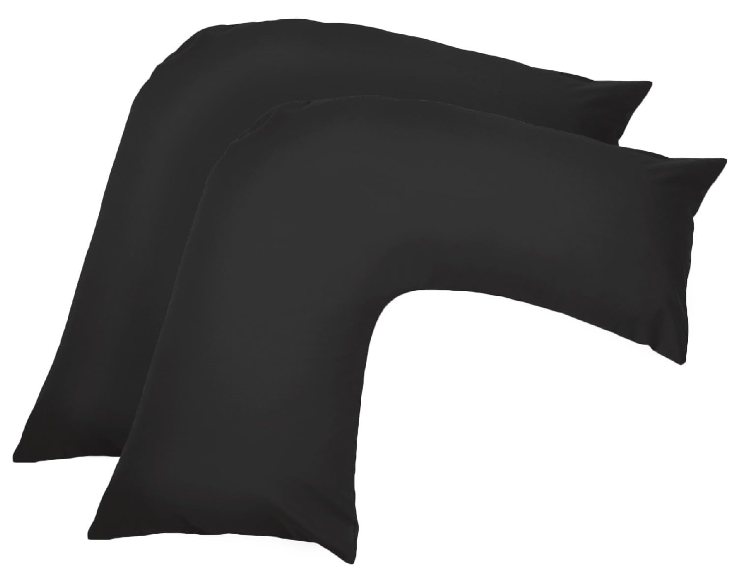 Ghazlan V Shaped Pillow Case Cover - 2 Pack Poly-Cotton Orthopedic Pillowcase To Fit V shape pillows For Back, Neck & Leg Support in Pregnancy, Maternity & Orthopaedic - Body Support Pillow… (Black) — image 1