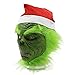 Ochine Grinch Mask with Red Santa Hat - Latex Full Face Mask Costume for Halloween and Christmas