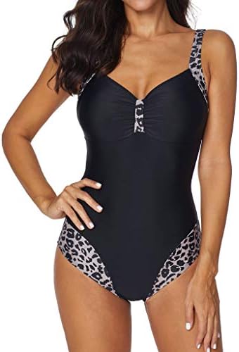 WensLTD Womens Plus Size Swimwear One Piece Bathing Suit Ruched Tummy Control Swimsuit (4XL, Black)
