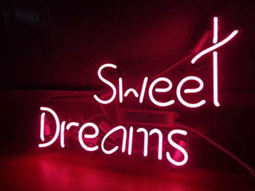 Sweat Dreams Acrylic Board Neon Sign 17"x13" Real Glass Neon Sign Light for Beer Bar Pub Garage Room neon Signs for Bedroom Novelty neon Signs neon Wall Signs