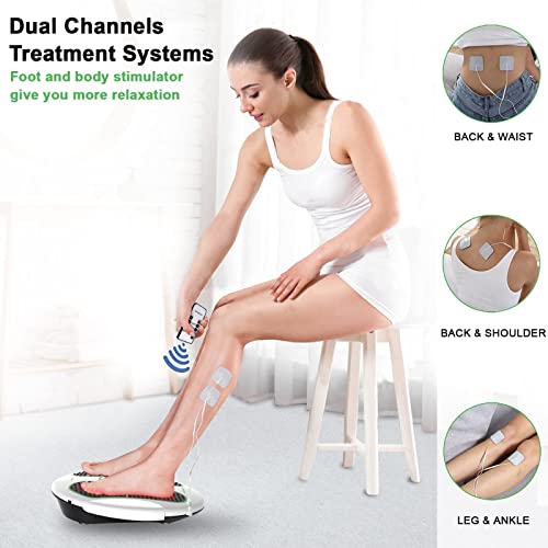 QUINEAR Foot Stimulator, EMS Foot Massager and Electronic Stimulator with TENS Unit Pads for Leg Swellen, Diabetic Nerve Pain Neuropathy