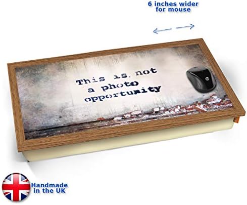 KICO Banksy Photo Opportunity Cushioned Bean Bag Extra Wide Large Laptop Lap Tray Desk - Wood Effect Frame