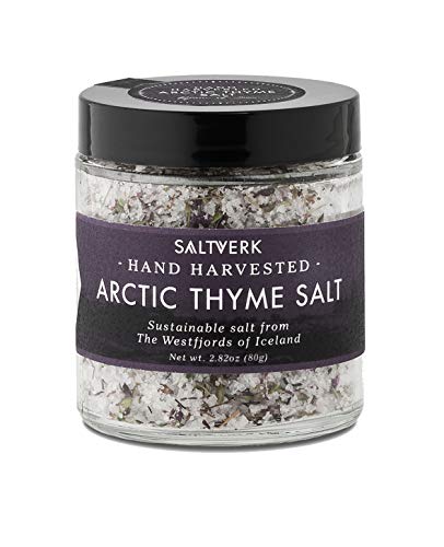 Saltverk Arctic Thyme Sea Salt, 2.82 Ounces of Handcrafted Gourmet Salt Flakes