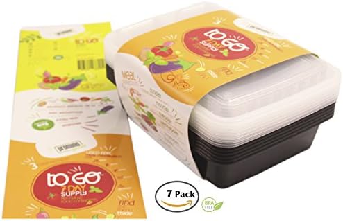Premium 3 Compartment Food Containers with Lids by to go Reusable Bento Lunch Boxes, Stackable, Meal Prep, BPA Free and Hygienic - 7 Day Supply Set with Bonus Meal Suggestions for portion control