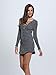 Persun Women Grey V Neck Long Sleeve Bodycon Mini Sweater Dress Top, Grey, Small