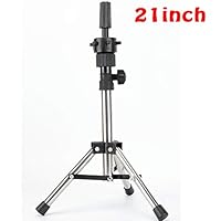Wig Mannequin Head Tripod Stand, Mini Mannequin Head Holder Tripod, YYIN Adjustable Mannequin Training Head Stand for Cosmetology (21inch, White)