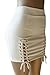 Meyeeka Women's Criss Cross Mini Skirt Sexy Split Faux Suede High Waist Skirt White S