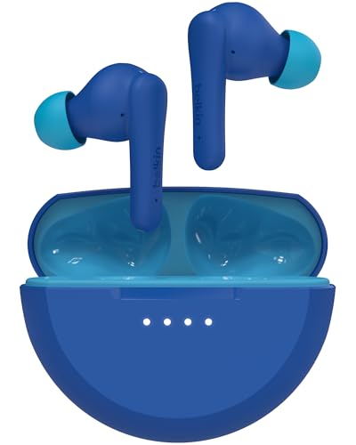 SoundForm Nano 2 Bluetooth In-Ear Kinderkopfhörer mit integriertem Mikrofon, 28 Std. Akkulaufzeit, Lautstärkebegrenzung auf 85 dB, wasserfest nach IPX5, für iPhone, iPad, Galaxy usw. – Blau