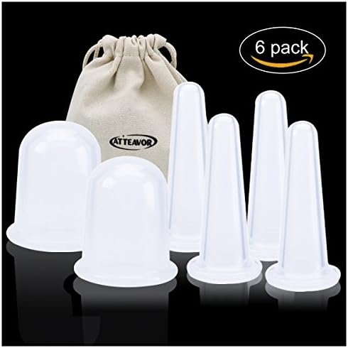 Anti Cellulite Cups Professional 6pcs Premium Medical Grade Silicone Vacuum Suction Cupping Cups Set - Ancient Chinese Cupping Therapy for Face Body and Cellulite Blaster to Reduce Fine Lines
