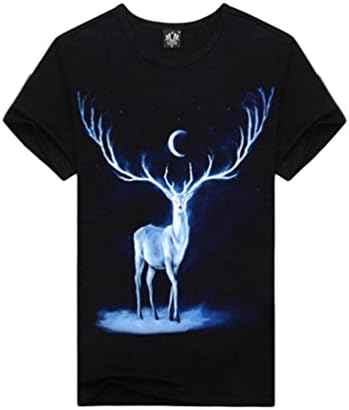 Kairuun Men's 3D Digital Printed Luminous Short Sleeve T-Shirt Novelty Glow in The Dark Summer Shirt Tees