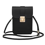 WOZEAH Crossbody Purse And Handbags Mini Cellphone Pouch Wallet Bag (black)