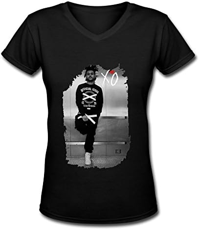 HO The Weeknd Tour 2015 Fan Logo V Neck T Shirt For Women Black