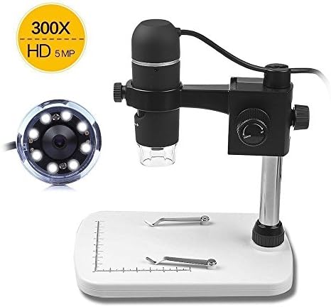 MiraTekk 20-300x digital microscope with HD camera, 5MP Video recording USB Magnifier (Black)