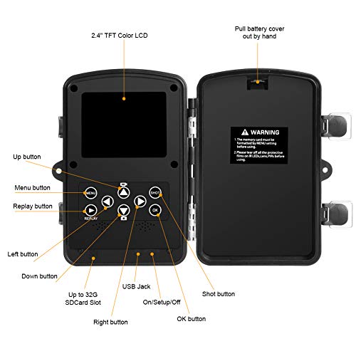 image for SEREE Trail Camera 16MP 1080P Waterproof Wildlife Scouting Camera Hunt