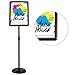 HUAZI Floor Standing Sign Holder Pedestal Sign Stand for 11 x 17 inches Graphics, Rounded Corner Frame & Pole Height Adjustable - Color Black