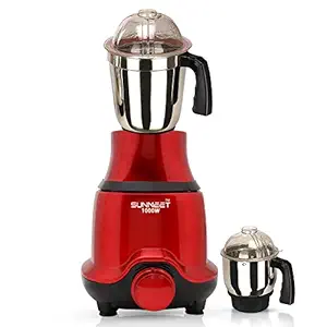 Sunmeet BUTR21 1000-Watt Mixer Grinder with 2 Jars -1 Wet Jar and 1 Chutney Jar, Red