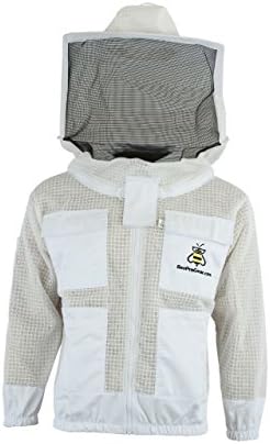 3 Layer Safety Unisex White Fabric Mesh Beekeeping Jacket Beekeeping Round Veil Protective Clothing Beekeeping Clothing Beekeeping Protective Clothing Ventilated Bee-L