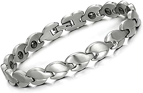 Womens Fahion 316L Stainless Steel Magnetic Therapy Leaf Shape Chain Bracelet With Magnets
