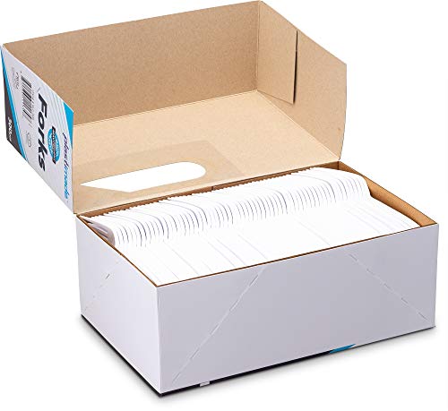 Plastimade Extra Heavyweight White Plastic Disposable Forks. 300 Pack - Thumbnail 4