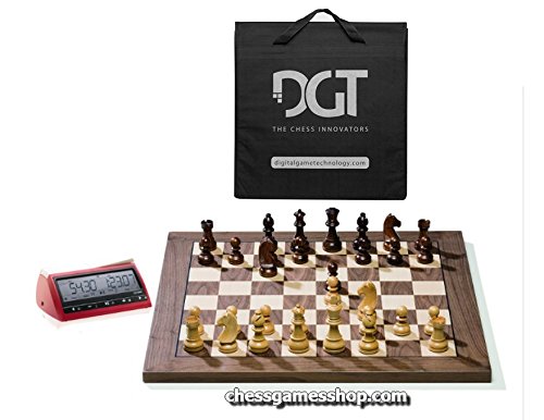 DGT USB Walnut e-Board with Timeless pieces - DGT 3000 and carrying bag included chess boar5d