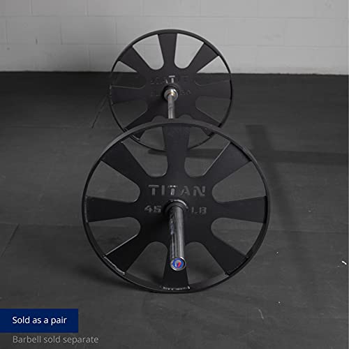 Titan Fitness Wagon Wheel Pulling Blocks, 45 LB Pair, 26inch Steel