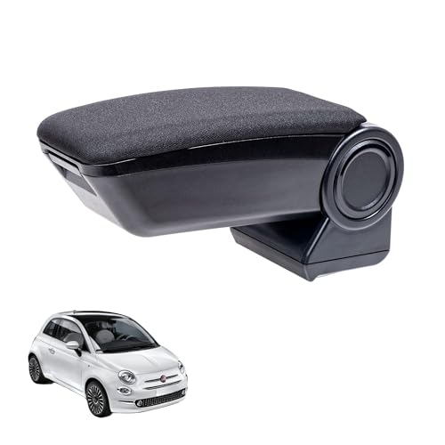 Rati Armster3 Armrest with Fabric Padding Suitable for Fiat 500 2016- (Not for Electric 500e) Centre Armrest with Storage Compartment, Perfect Fit for Centre Console