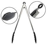 Makimy Stainless Steel Silicone Locking Tongs 12-inch