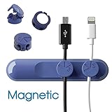 Sungluber Desktop Cable Clips & Cord Management with Magnetic Design: Magnetic Cable Organizer with 3-pack Cable Buckles (Dark Blue)