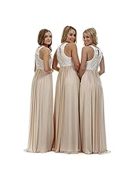 Zhongde vestido largo de gasa para dama de honor, vestido de noche, fiesta de boda