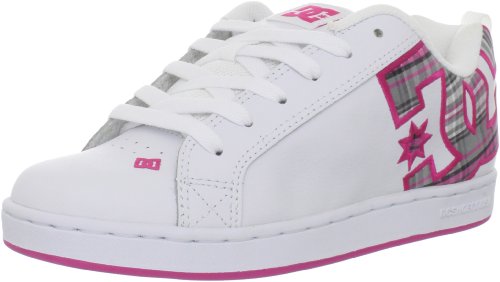 pink and white dc shoes