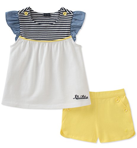 Nautica Toddler Girls' Shorts Set, White/Yellow, 4T