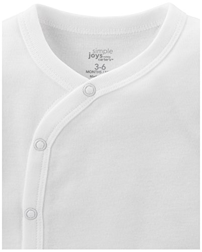 Simple Joys by Carter's Baby 5-Pack Side-Snap Long-Sleeve Shirt, White, 0-3 Months