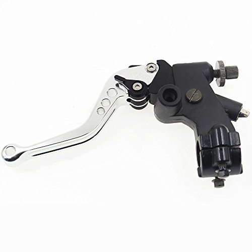 Soosee Universal Motorcycle 7/8" Front Brake Clutch CNC Master Cylinder Fluid Reservoir Levers for Sport Motorbike / Street Motorbike / Scooter / Dirt Motorbike(Silver)