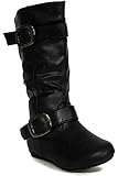 KF Toddler and Youth Girl's Slouchy Knee High Fashion Buckle Boots