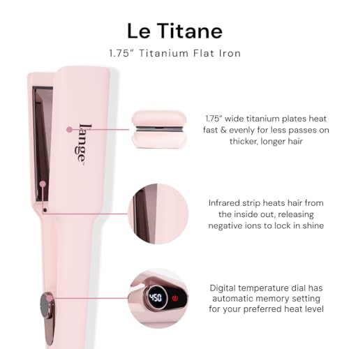 L'ANGE HAIR Le Titane Titanium Flat Iron | Hair Straightener with Curved Edges for Versatile Styling | Dual Voltage Flat Iron with Infrared Heat & Adjustable Temperature | 1.25