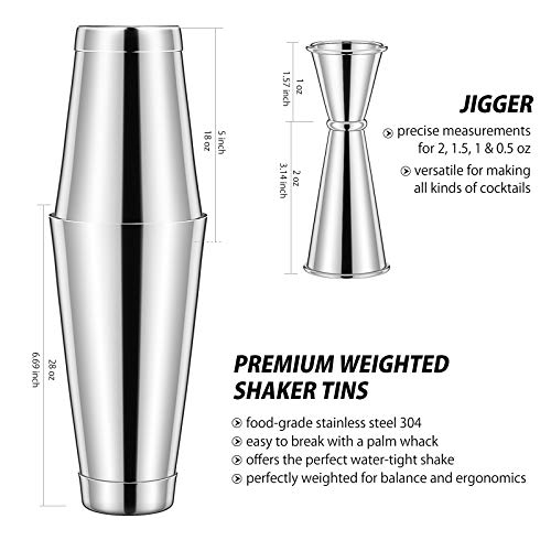 Cocktail-Shaker – Koviti 12-teiliges Barkeeper-Set – Cocktail-Shaker aus Edelstahl, Premium-Barwerkzeuge: Martini-Shaker… – Bild 8