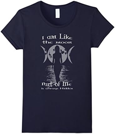 Women's I am Like the Moon Part of me is Always Hidden Triple Moon T Large Navy