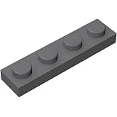 Classic Building Bricks Plate 1x4, 110 Piece Bulk Building Block, Compatible with Lego Parts and Pieces 3710, Creative Play Set Compatible with All Major Brick Brands (Dark Grey)