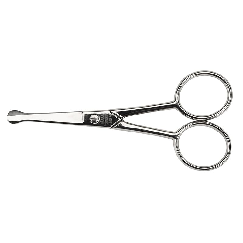 nippes Solingen Professional men's scissors made of hardened steel, 10 cm, ideal for eyebrows, nose or ear hair, scissors with curved blade and safety tips, quality from Solingen