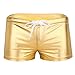 MSemis Men's Sexy Metallic Wetlook Drawstring Boxer Shorts Swim Trunks Underwear Gold Large (Waistline 33.0
