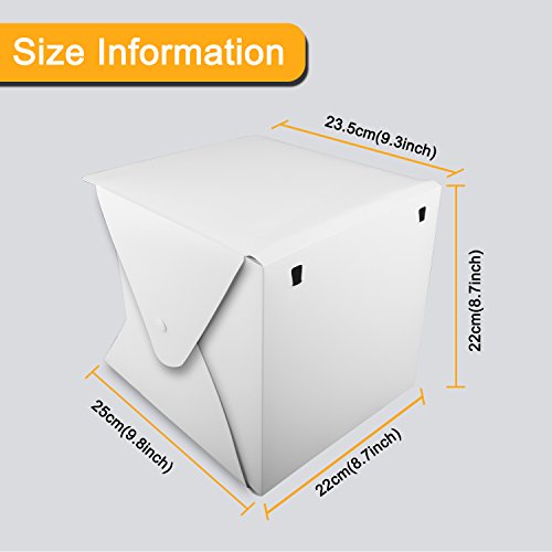 Portable Photo Studio, Elegant Choise 9.8" x 9.3" x 8.7" Adjustable Brightness Photography Studio Box Shooting Tent Mini Folding Table Top LED Light Box Kit with 6 Color Background