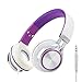 Intone Ms200 Stereo Low Bass Folding and Adjustable Headphone Earbuds - White / Purple