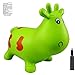 AppleRound Green Cow Bouncer with Hand Pump, Inflatable Space Hopper, Ride-on Bouncy Animal