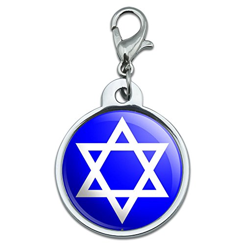Chrome Plated Metal Small Pet ID Dog Cat Tag Religious - Star of David