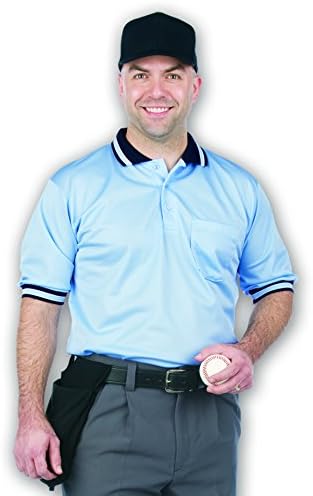 Dalco Athletic Men's Short Sleeve Umpire Shirt Small Light Blue with black, white and light blue collar and cuffs
