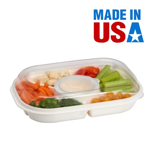 Divided Serving Tray With Lid Includes 6 Compartments for Party